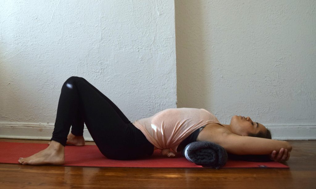 Yoga poses for anxiety - reclined position - heart - chest - opener